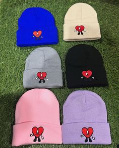 Hey there!  See the pictures for reference  High quality beanies with embroidered bad bunny heart  Warm, stretchy and comfy  Super cute beanies available in several colors.  Fast shipping, shipping from California💕 Bunny Bucket Hat, Bad Bunny Heart, Bunny Beanie, Bunny Heart, Pink Beanie, Buena Park, Bunny Pink, Cute Beanies, Pink Beanies