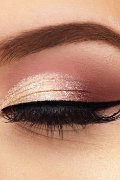 Rose Gold Makeup Looks, Rosa Make-up, Rose Gold Eye Makeup, Make Up Gold, Gold Makeup Looks, Gold Eye Makeup, Rose Gold Makeup, Wedding Day Makeup, Gold Eyeshadow