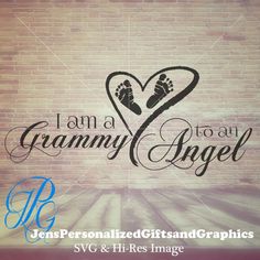 i am a granny to an angel with footprints and heart vinyl decal on brick wall