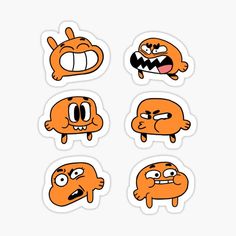 an orange sticker with different expressions on it