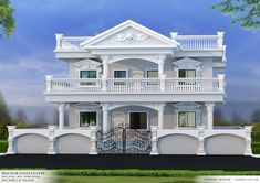 this is an artist's rendering of a two story house with balconyes and balconies