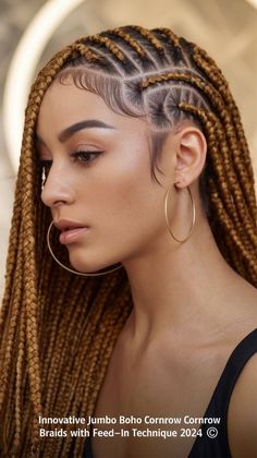 Baja Braids, Iverson Braids For Women, Simple Cornrow Ideas, Black Women Hairstyles Braids, Ponytail With Braids, Box Dreads, Wavy Braids, Bohemian Box Braids