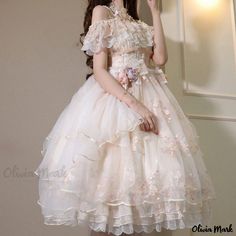 Olivia Mark - Lolita Princess Floral Dress - Flora Wedding Attire for Adult Ceremony Apricot Dress, Chic Y2k, Ball Skirt, Organza Skirt, Ceremony Dresses, Japanese Dress, Wedding Dresses For Girls, Princess Wedding Dresses, Princess Wedding