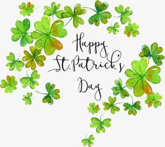 the words happy st patrick's day are surrounded by shamrocks and clover leaves