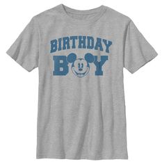 a mickey mouse birthday boy t - shirt with the words,'birthday boy'in blue