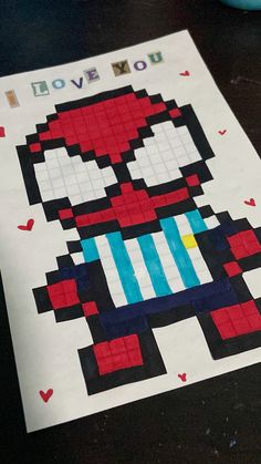 a piece of paper that has been made to look like an old video game character