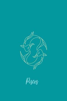 the pisces logo on a blue background