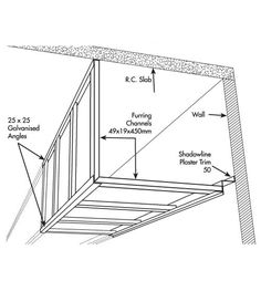 the diagram shows how to install an overhead wall and ceiling in order to make it easier for