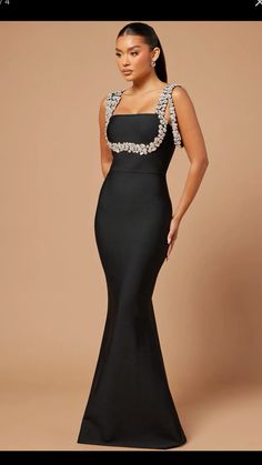 Elegant Dresses For Wedding Guest, Black Tie Wedding Guest Dress, Black And White Gown, Black Tie Attire, Black Tie Wedding Guests, Embellished Maxi Dress, Black Dress Formal, Guest Attire, Wedding Attire Guest