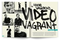 an open book with black and white images on it, including the words video vagrantt