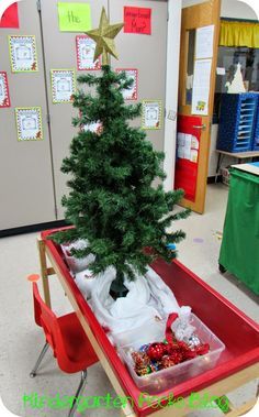 a small christmas tree in a red tray