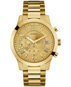 Men's Chronograph Gold-Tone Stainless Steel Bracelet Watch 45mm U0668G4 Golden Watch, Guess Watch, Mens Chronograph, Versus Versace, Gold Watch Men, Guess Men, Watch Fashion, Mens Gold, Men's Watches