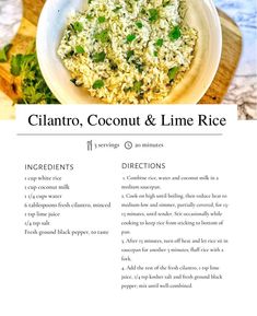 the recipe for cilantro, coconut and lime rice