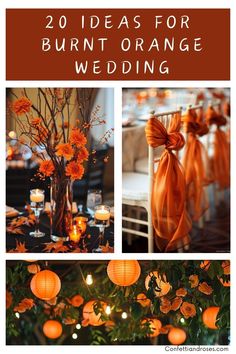 orange wedding decorations with candles and flowers