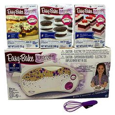 four boxes of easy bake desserts with the package in front