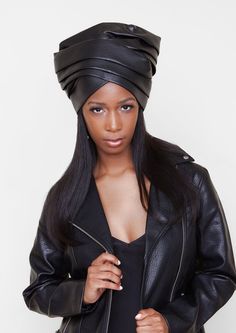 Black Wrapped Crown African Headwrap, Winter Styles, Turban Headwrap, Designer Drapes, Slide On, Head Wrap, Head Wraps, Your Head, Custom Fit