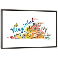 the word virginia painted on top of a map