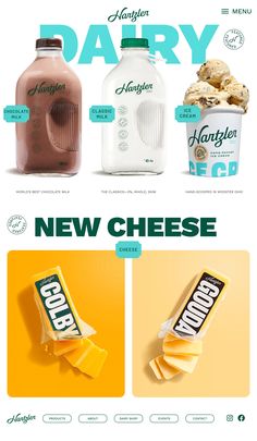 an advertisement for a new cheese product with two different flavors and the words happy on it