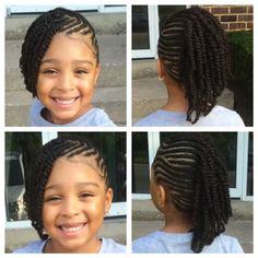 Braids & 2 strand twist style, super cute! Hairstyles Girl, Cabello Afro Natural, Toddler Hairstyles