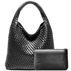 PRICES MAY VARY. Included Clutch: Woven tote bag for women is a versatile and chic accessory! The clutch is included so that you are more organized to carry your daily items. Material: Woven purse hand-woven from leather by skilled artisans in a vintage style with a touch of elegance to brighten up any outfit. Structure: Woven purse designed with magnetic closure, high capacity allow you to hold a variety of items such as laptop, cell phone, cosmetics and more.Size: 13.8"*5.5"*12.2" Multiple Occ Luxury Zara Rectangular Shoulder Bag, Cheap Black Rectangular Flap Bag, Large Capacity Rectangular Hobo Bag For Evening, Evening Hobo Bag With Large Capacity, Leather Bag For Women, Pattern Elements, Woven Purse, Woven Handbags, Woven Tote Bag