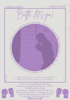 a poster with the words battle gets go in purple and white, on top of an image of a woman's silhouette