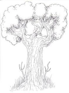 a drawing of a tree in the grass