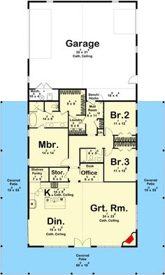 the floor plan for this house shows the garage and living area, as well as the bedroom