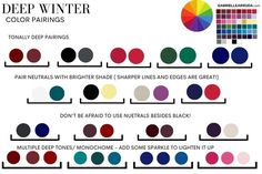 Deep Winter Palette Outfits Style, Deep Winter Celebrities, Winter Seasonal Color Analysis, Winter Palette Outfits, Deep Winter Hair Color, Deep Winter Makeup, Deep Winter Color Palette, Color Analysis Winter