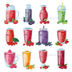 various types of smoothie drinks - food objects