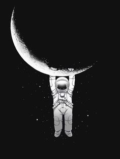 an astronaut is holding the moon above his head