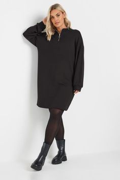 Plus Size Dress With Tights, Black Jumper Dress Outfit, Jumper Dress Outfit, Dress With Tights, Fashion Notes, Clothing Blogs, Black Jumper Dress, Curve Fashion, Black Jumper