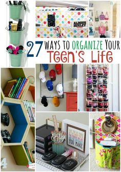 there are many different items in this collage with the words, 27 ways to organize your teen's life