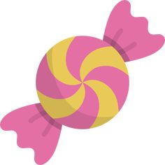 a pink and yellow lollipop with hearts on it's side, isolated against a white background