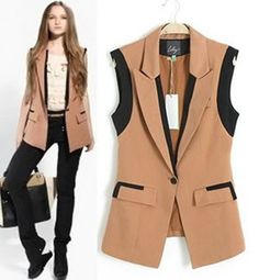 Autumn Woman Lady One Button Slim Sleeveless Suits Blazers Jackets Vests s M L | eBay Autumn Woman, Teddy Girl, Sleeveless Suit, Jacket Style, Diy Clothes, Blazer Suit