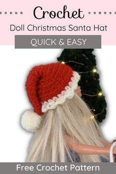 a crochet christmas santa hat is shown with the text, free crochet pattern