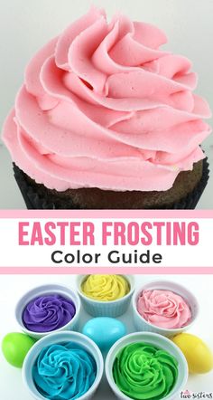 an easter frosting color guide for cupcakes