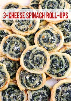 Spinach, cream cheese and white cheddar cheese rolled up in buttery, flaky pastry and baked until they puff up and turn golden Appetizers Game Day, Spinach Cream Cheese, Spinach Roll Ups, Spinach Puff Pastry, Spinach Puff, Spinach Rolls, Cheese Puff Pastry, Cheese Spinach, Bruschetta Ingredients