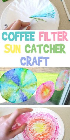 coffee filter sun catcher craft for kids to make with paper plates and crayons