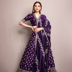 Purple Lehenga, Diwali Dresses, Lehenga Blouse Designs, Lengha Choli, Half Saree Designs