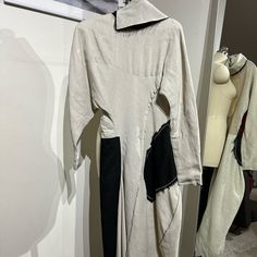 In Great Condition Size Xs Beige Asymmetrical Dress For Fall, Asymmetrical Beige Dress For Fall, Avant-garde Long Sleeve Spring Dress, Black Cream, Limited Time, Color Block, Colorful Dresses, Acne Studios, Midi Dress