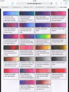 the color chart for different shades of pink, purple and blue in this image is an example