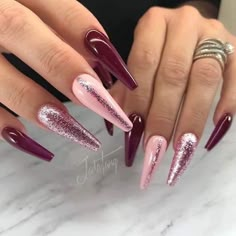 Coconut Lentil Curry, Acrylic Nail Designs Coffin, Pink Ombre Nails, Ombre Acrylic Nails, Fancy Nails Designs, Lentil Curry, Dope Nail Designs, Acrylic Nails Coffin Pink, Colorful Nail Designs