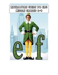 the movie elf is shown in front of a city