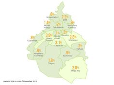 a map showing the percentage of people living in different cities and towns, with numbers on each