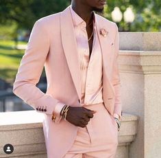 Slim Fit Long Sleeve Suits For Wedding, Pink Fitted Tuxedo For Groom, Pink Fitted Tuxedo Suit, Fitted Pink Tuxedo Suit, Fitted Pink Tuxedo For Groom, Fitted Three-piece Suit For Groom, Pink Fitted Tuxedo For Business, Pink Slim Fit Suit For Semi-formal Occasions, Pink Notch Lapel Fitted Tuxedo