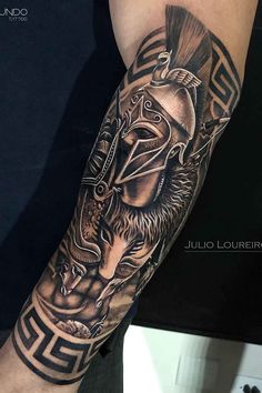 Leg Tattoos For Men, Back Of Leg Tattoos, Warrior Tattoo Sleeve, Gear Tattoo, Unique Half Sleeve Tattoos, Lower Arm Tattoos