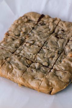 a close up of a cookie on a piece of paper