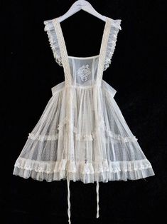 Cute Aprons, Jumper Skirt, Apron Dress, Flower Embroidery, Lolita Fashion, Flower Dresses, Aesthetic Clothes, Pretty Outfits, Veil