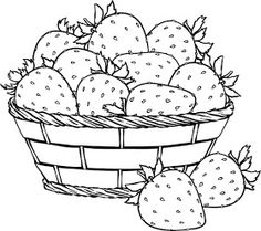 a basket full of strawberries coloring page