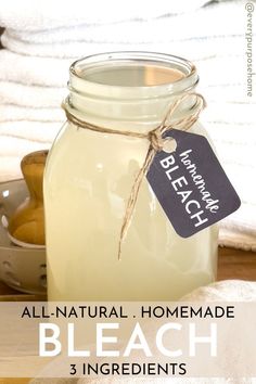 a mason jar filled with homemade bleach ingredients